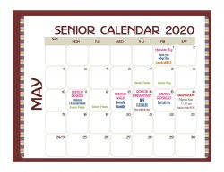 Senior Calendar for May 2020