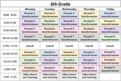 6th Grade Distance Learning Schedule Quarter 1