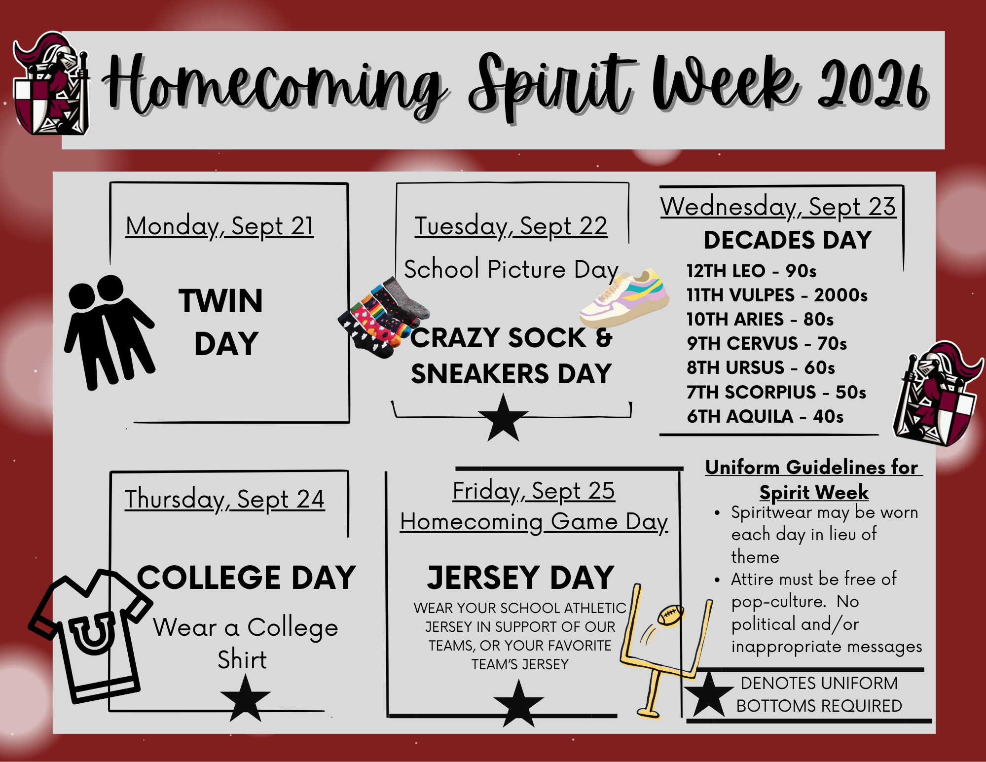 homecoming spirit week dress up days wx9905gl